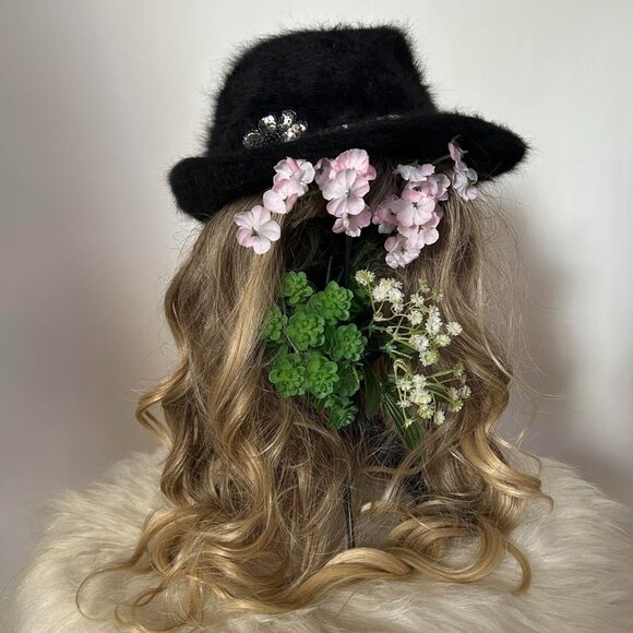 Y2K sequined angora fedora